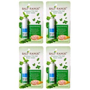 4 x Himalayan Pink Salt Nasal Inhaler Nose Cooling Natural Mint Essential Oils